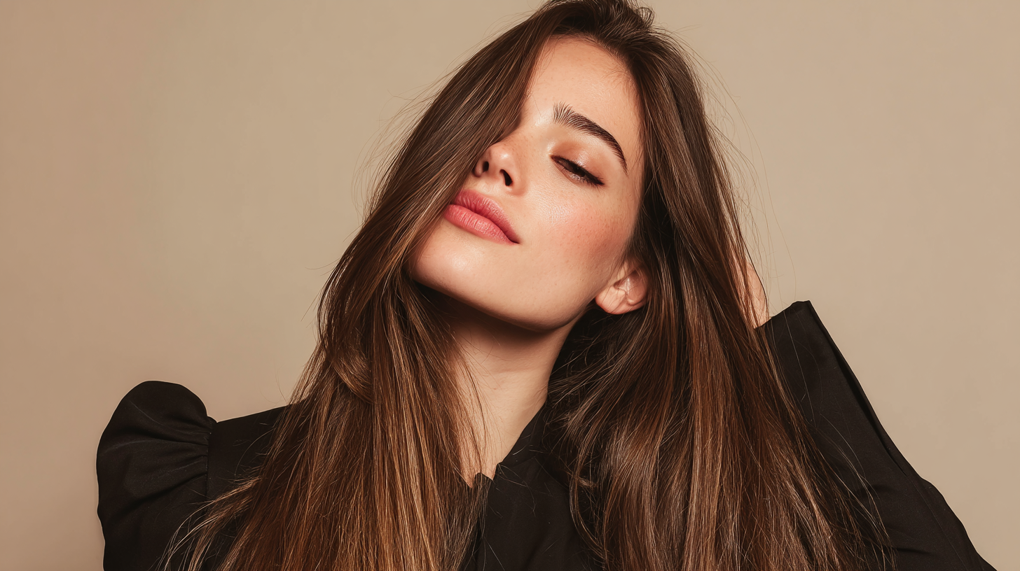 Eine Frau nach dem waschen mit einem Shampoo für trockene Kopfhaut