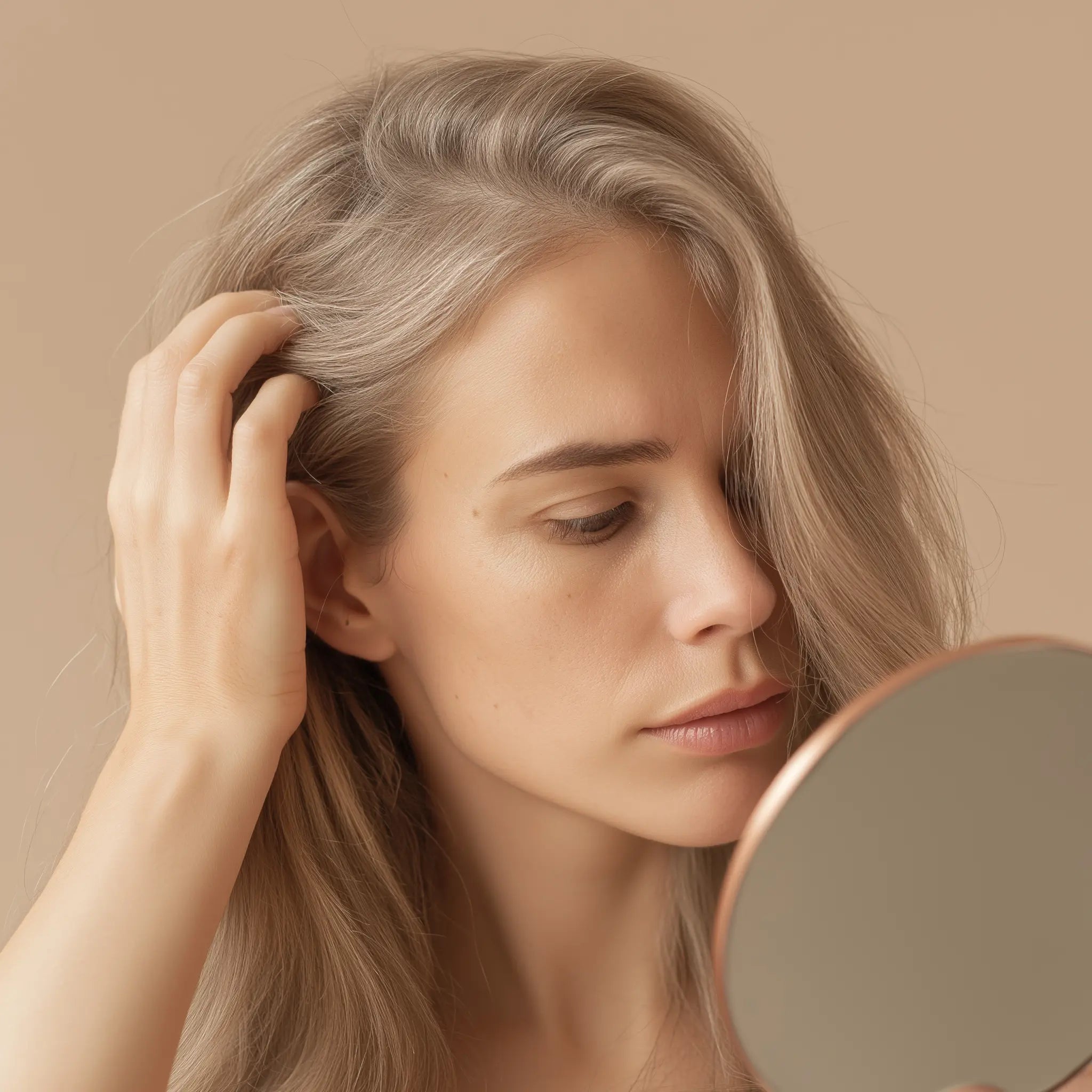 Frau mit gereizter und spannender Kopfhaut