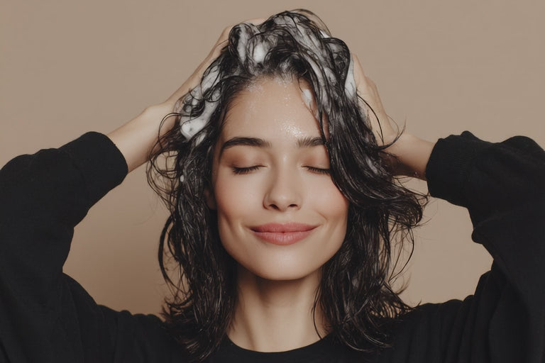 Laden Sie das Video: Eine junge Frau wäscht sich genüsslich Ihre trockene Kopfhaut mit CIYA-Haircare Shampoo